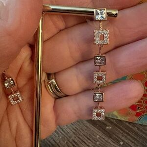 Elegant Rose Gold colored  and CZ Dangle Earrings